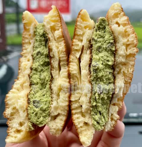 噂の生どら抹茶味の断面